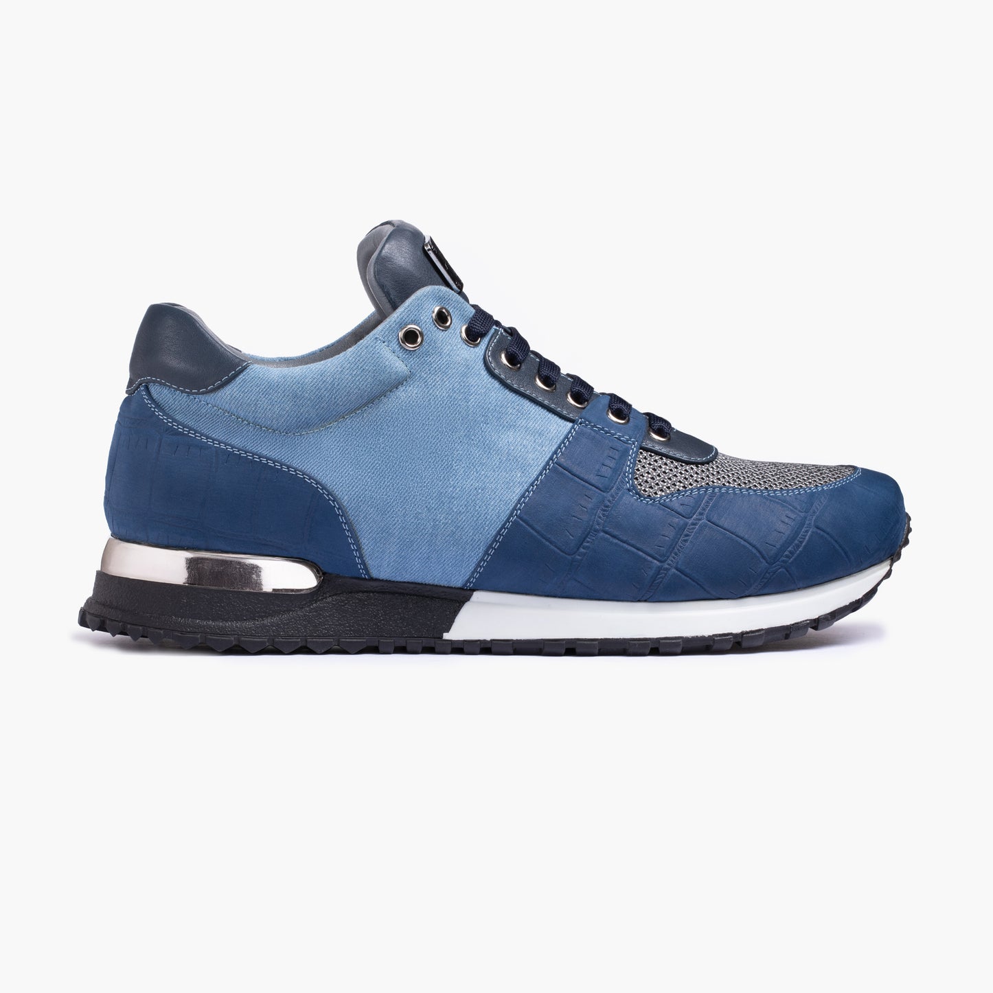 Men's Denim Croc-Effect Matte Sneaker