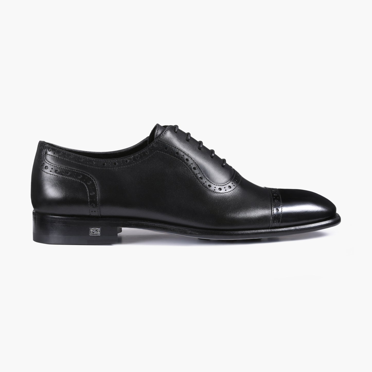 Men’s Black Leather Cap-Toe Oxford