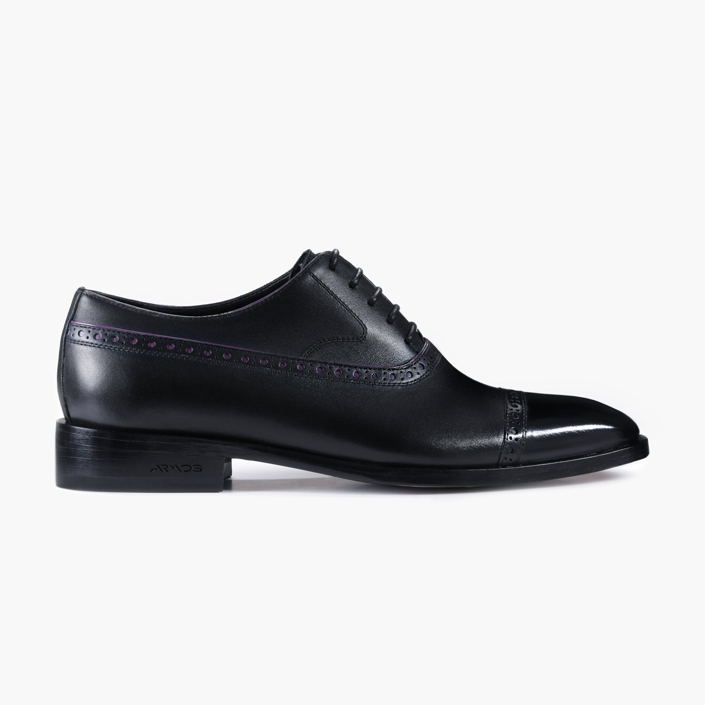 Men's Black & Purple Leather Oxford