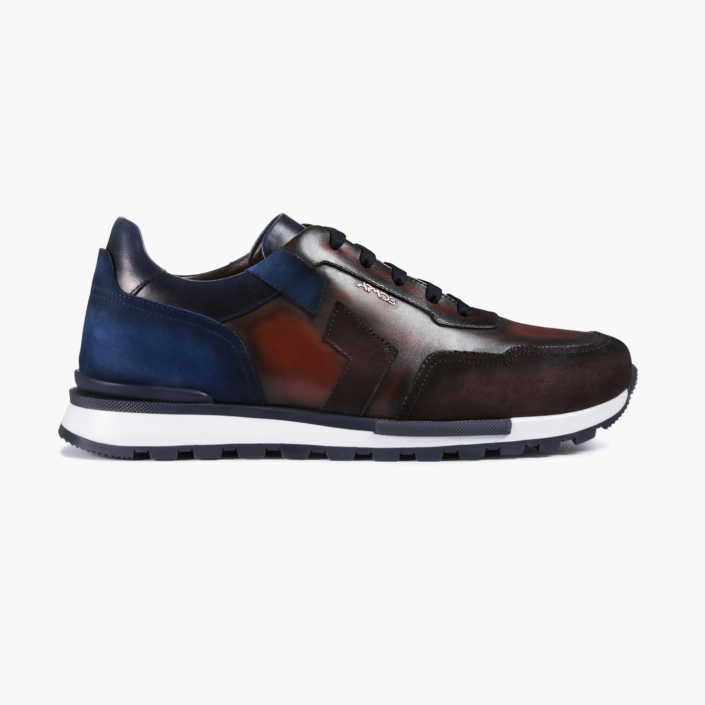 Men's Brown and Blue Leather Sneaker