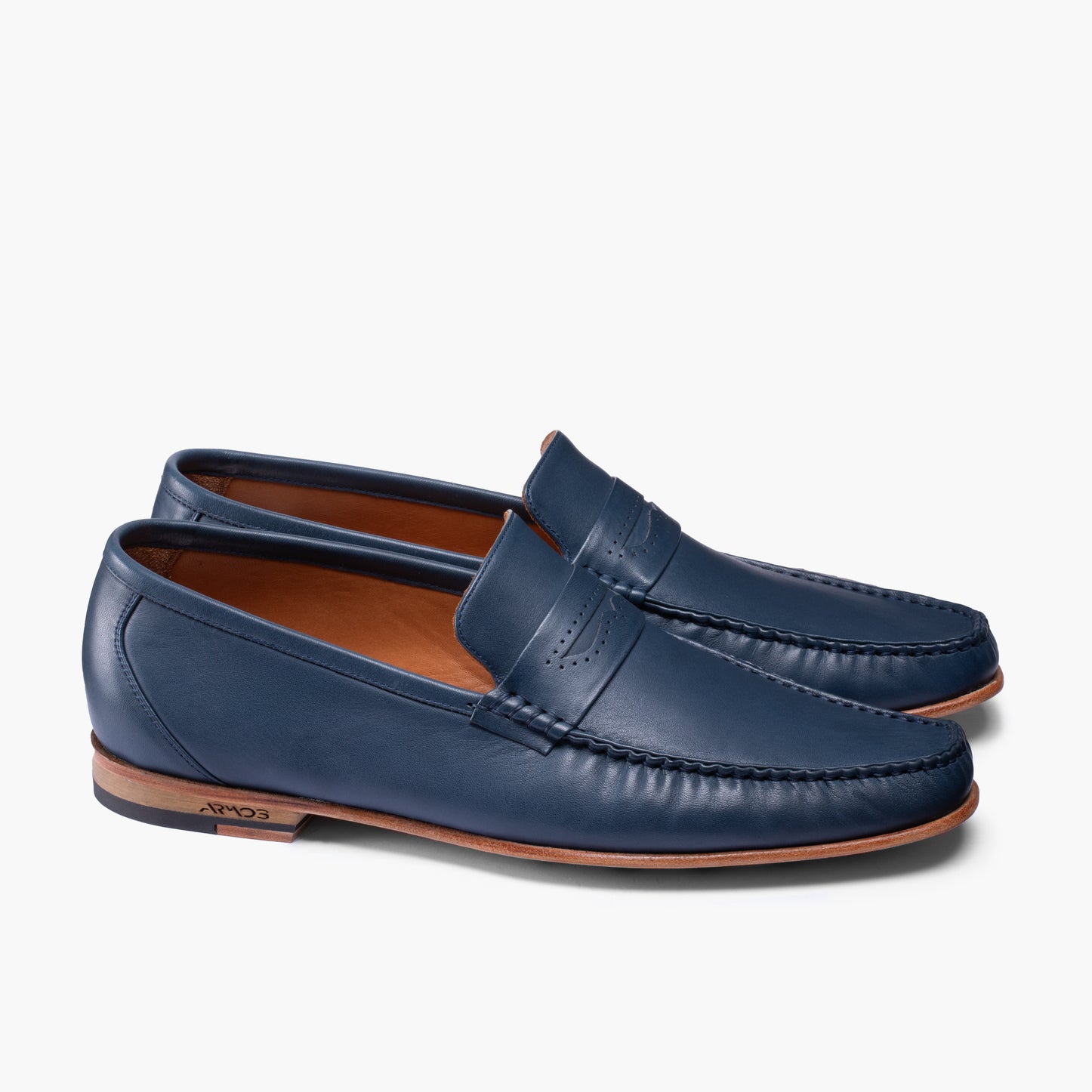 Men's Dark Blue Leather Moccasin