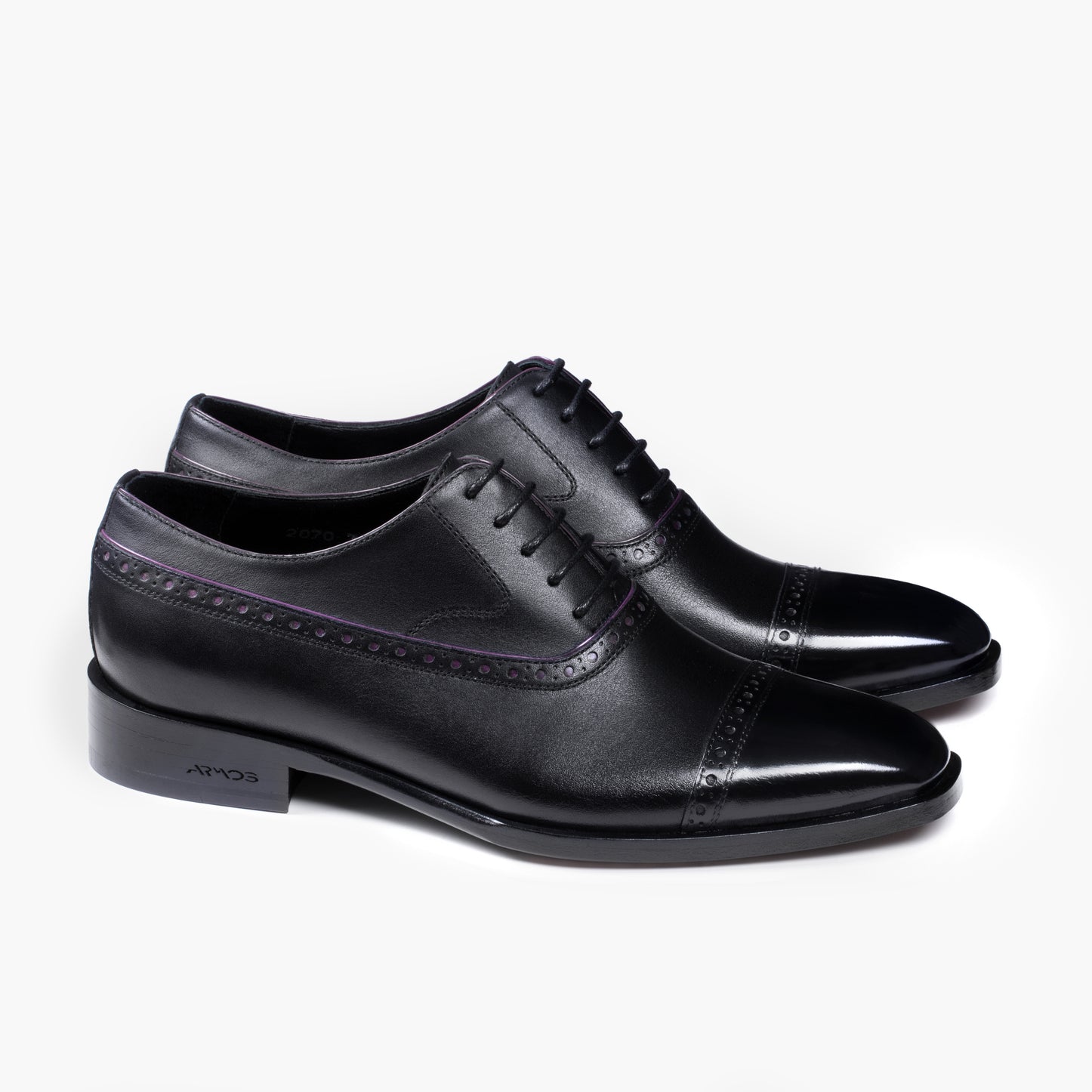 Men's Black & Purple Leather Oxford