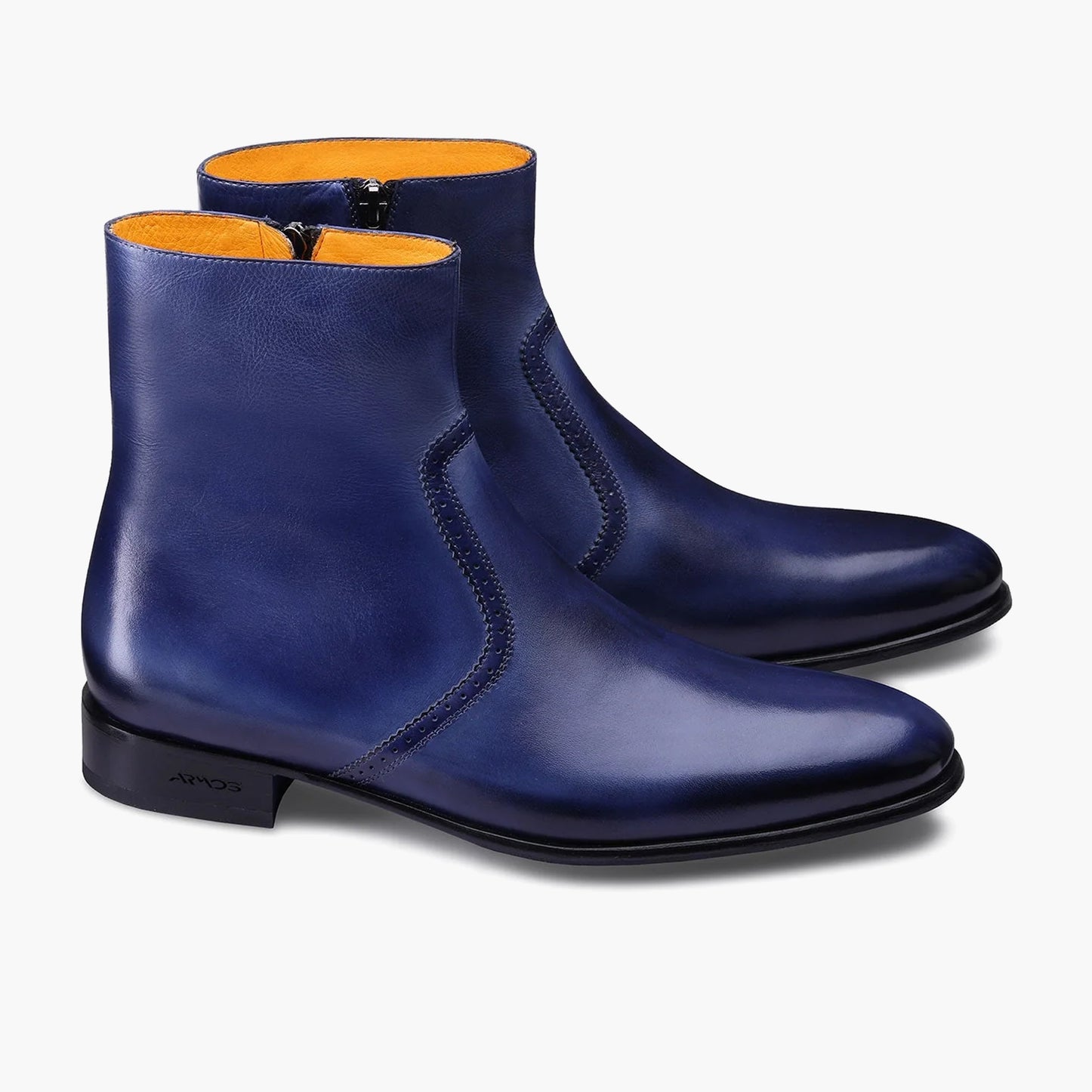 Men's Blue Patina Leather Ankle Boot