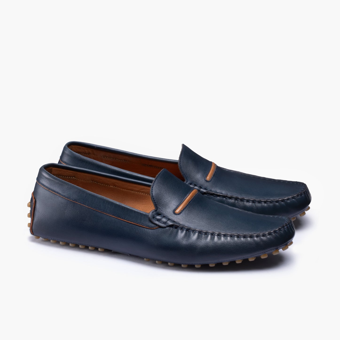 Men's Blue Leather Driving Moccasin