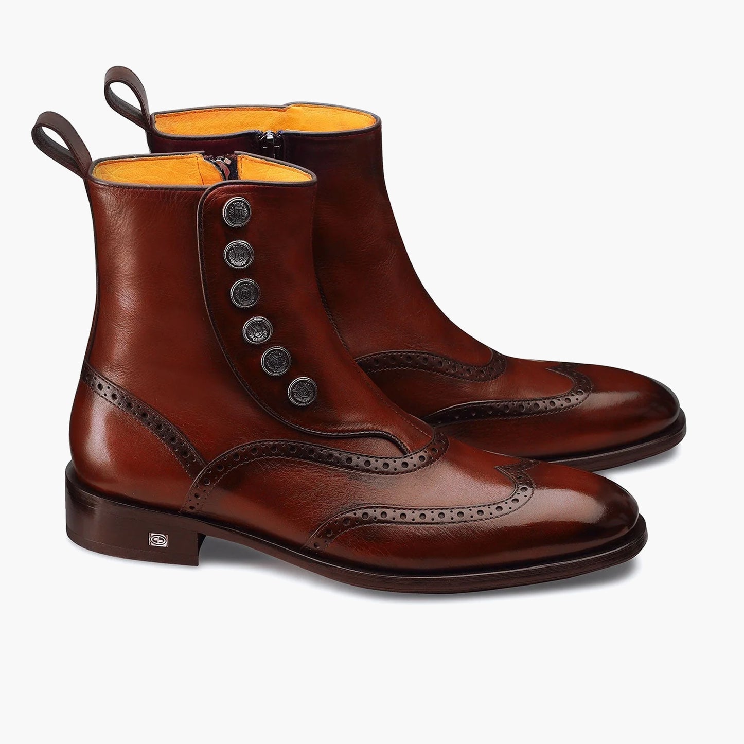 Men's Cognac Leather Brogue Boot