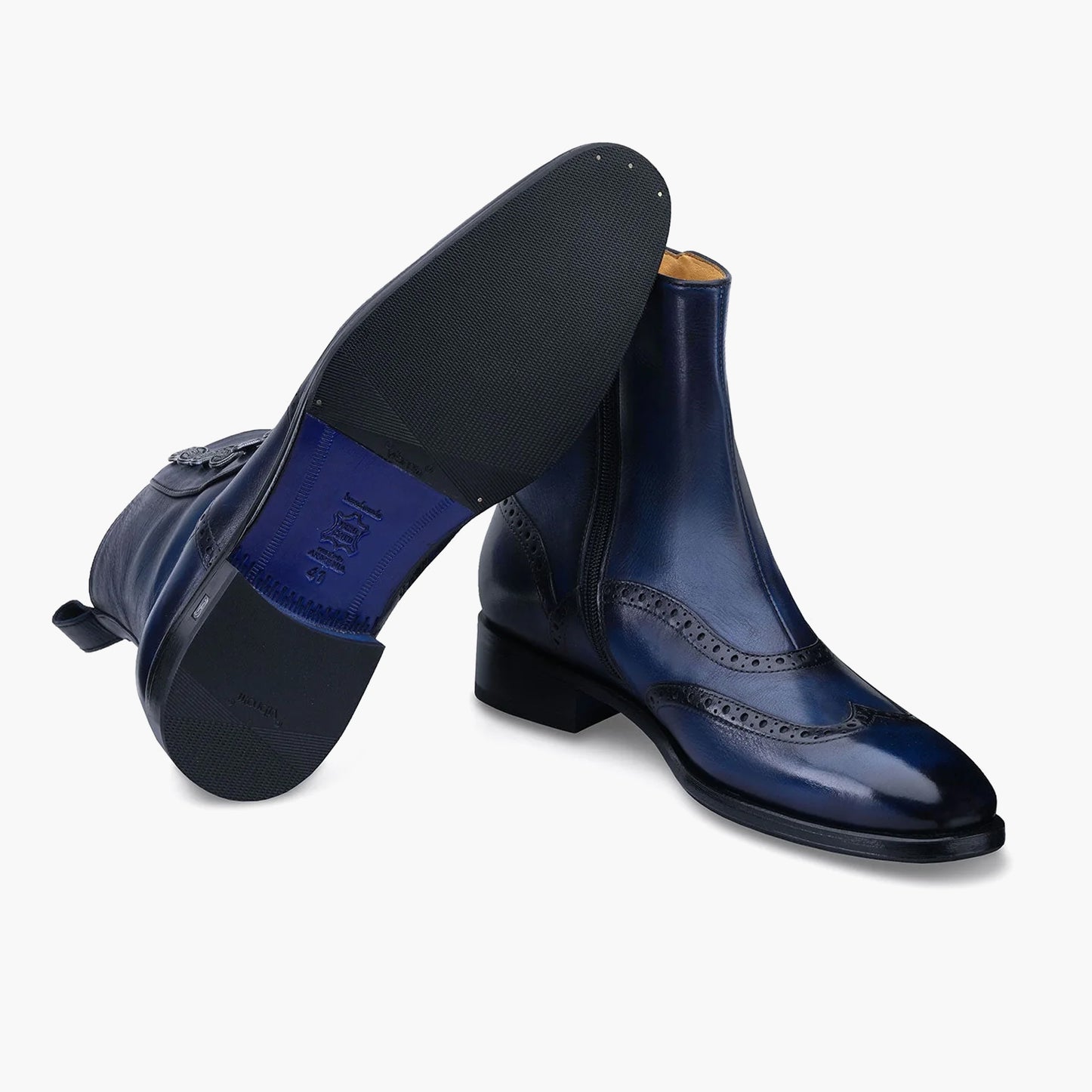 Men's Blue Leather Brogue Boot