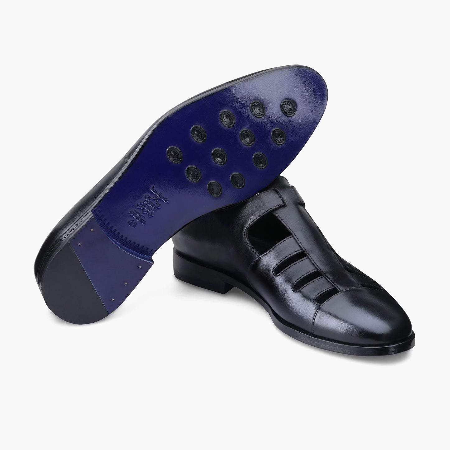 Men's Black Fisherman Sandal with Buckle