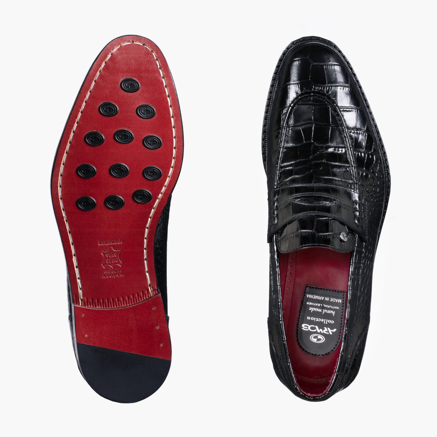 Men's Black Croc-print Penny Loafer
