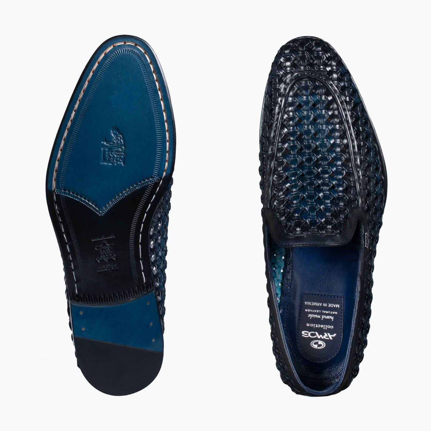 Men's Blue Woven Leather Loafer