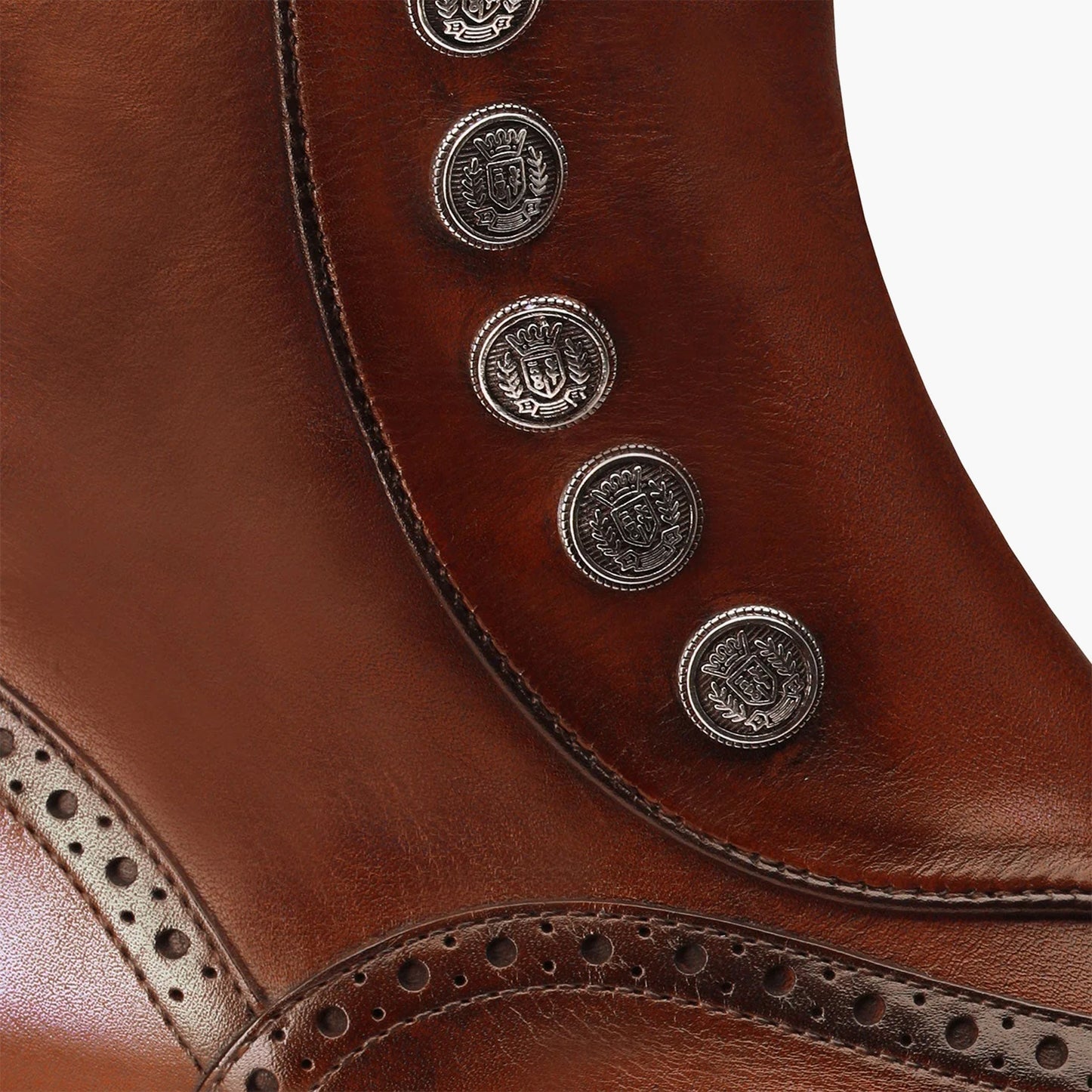 Men's Cognac Leather Brogue Boot