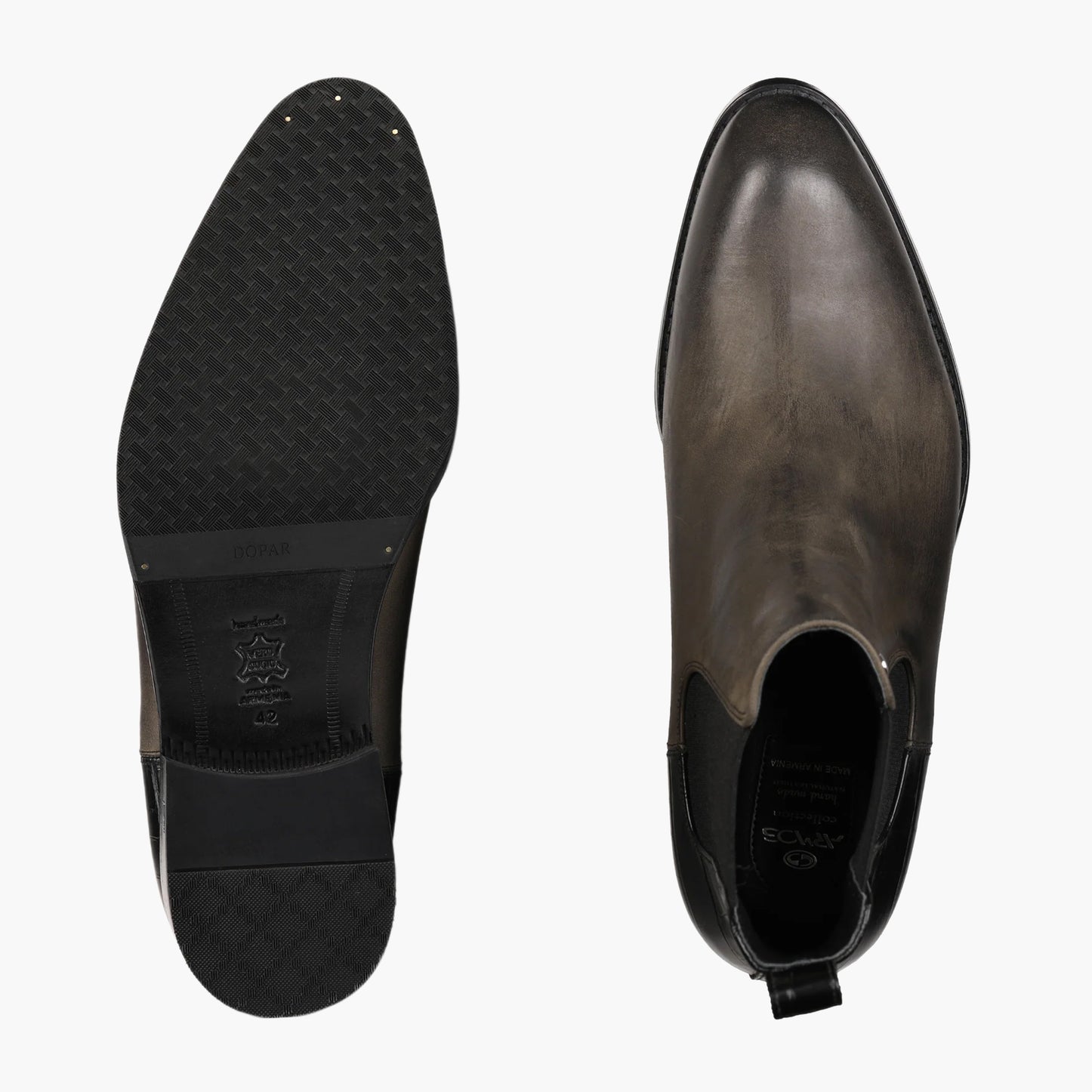 Men's Black & Green Leather Chelsea Boot