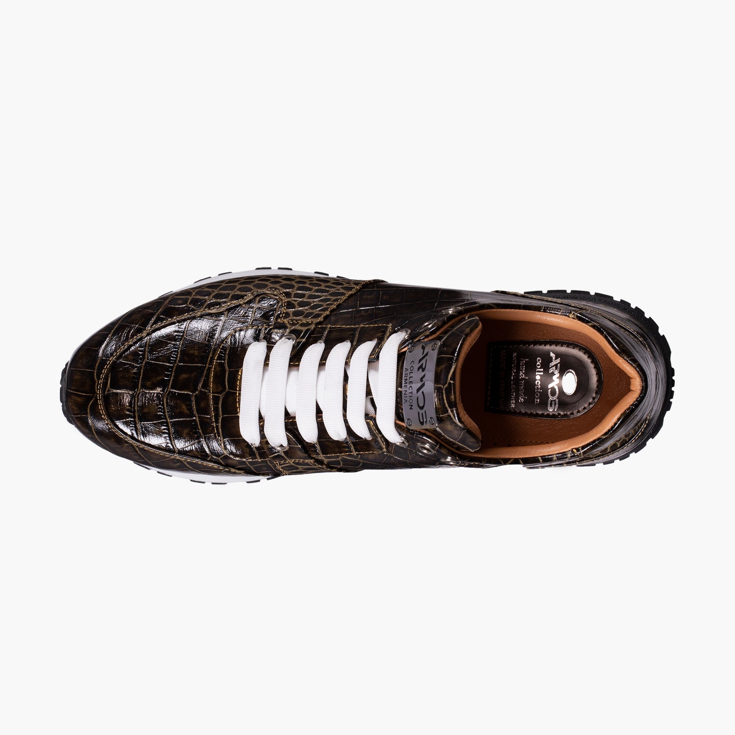 Men's Brown Croc-Print Leather Sneaker