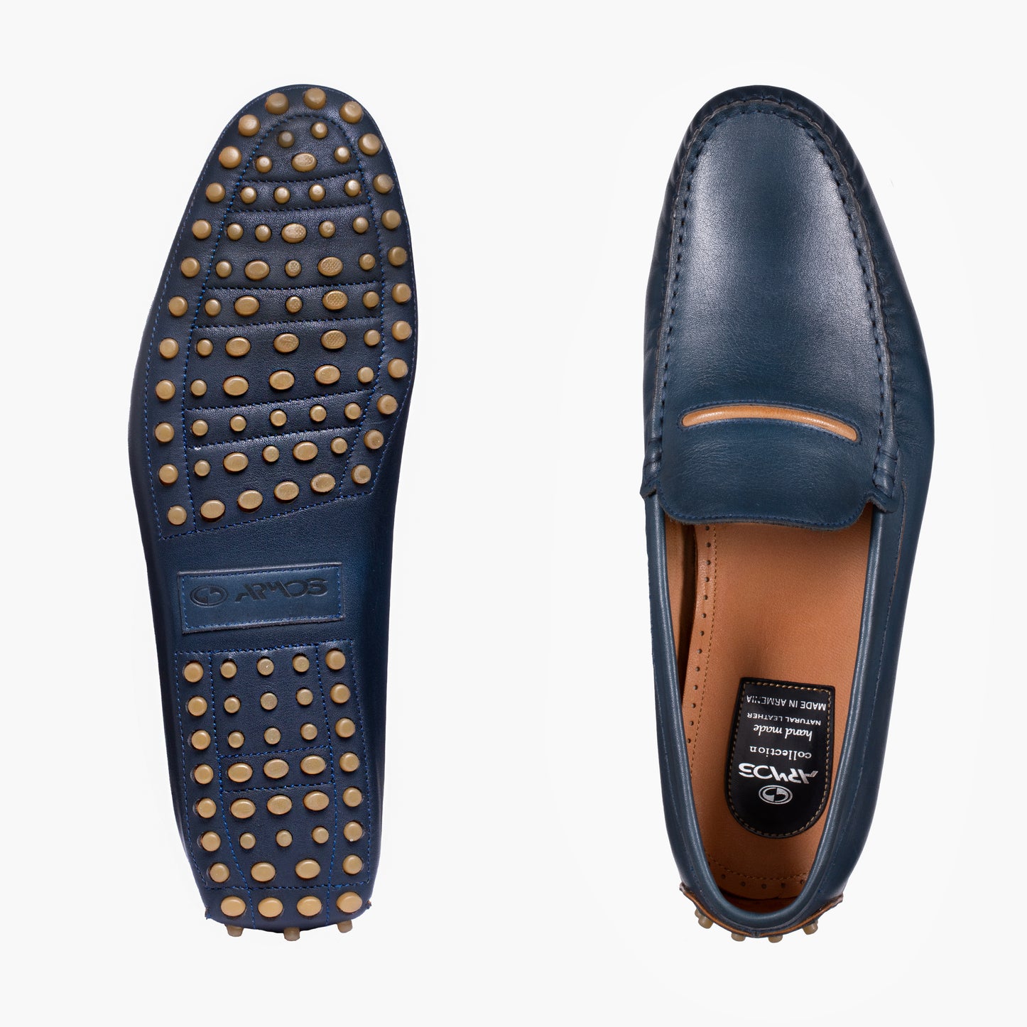 Men's Blue Leather Driving Moccasin