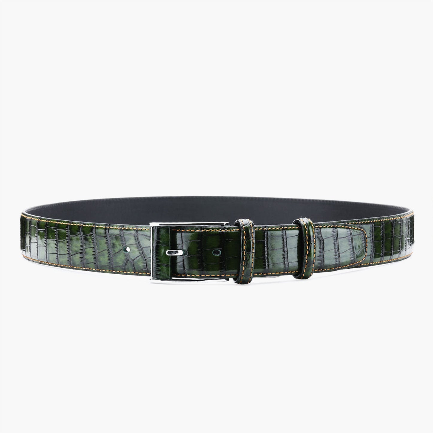 Men’s Green Croc-Embossed Leather Belt