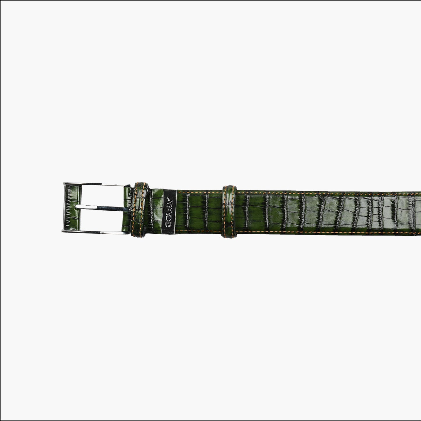 Men’s Green Croc-Embossed Leather Belt