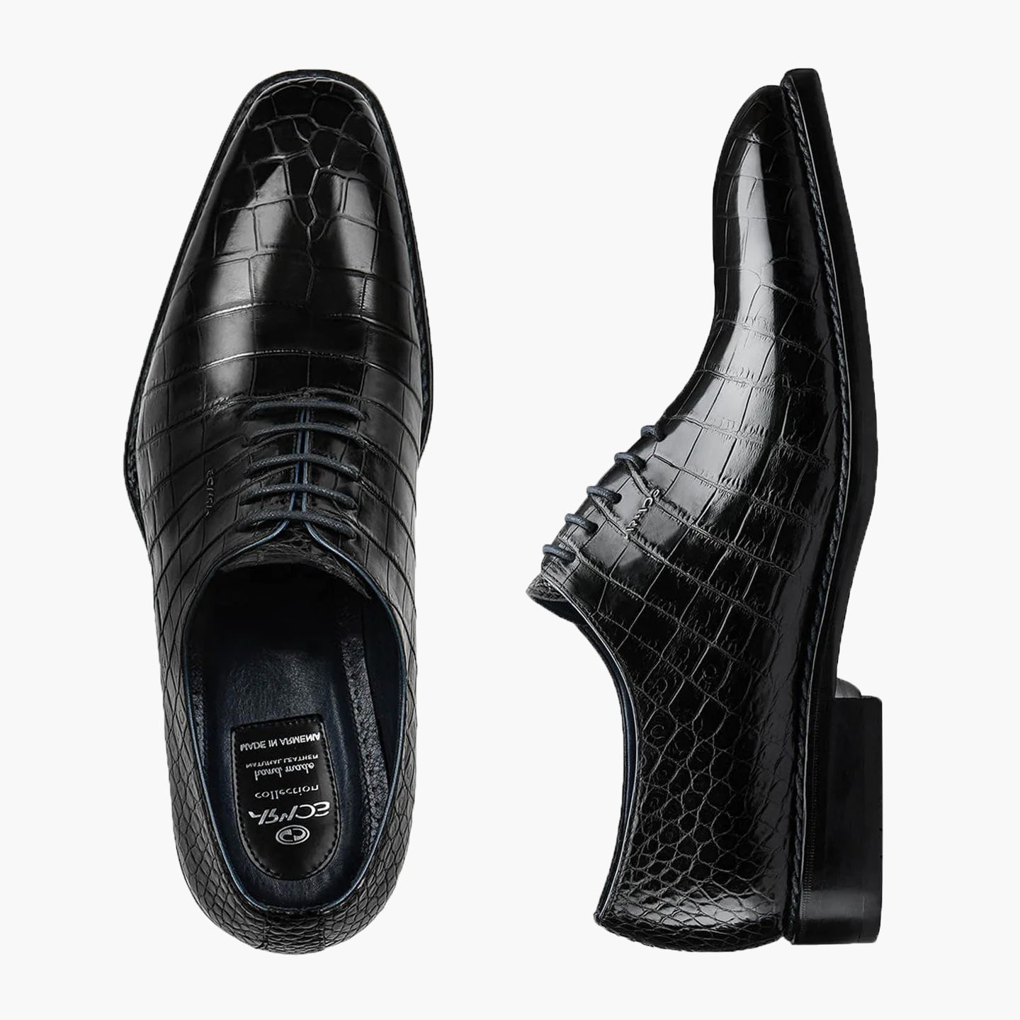Men's Black Crocodile Leather Oxford