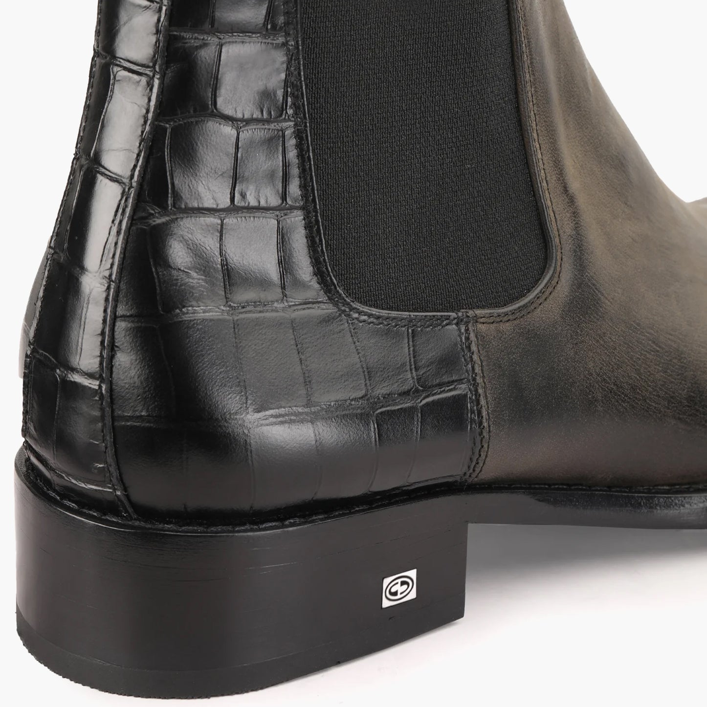Men's Black & Green Leather Chelsea Boot