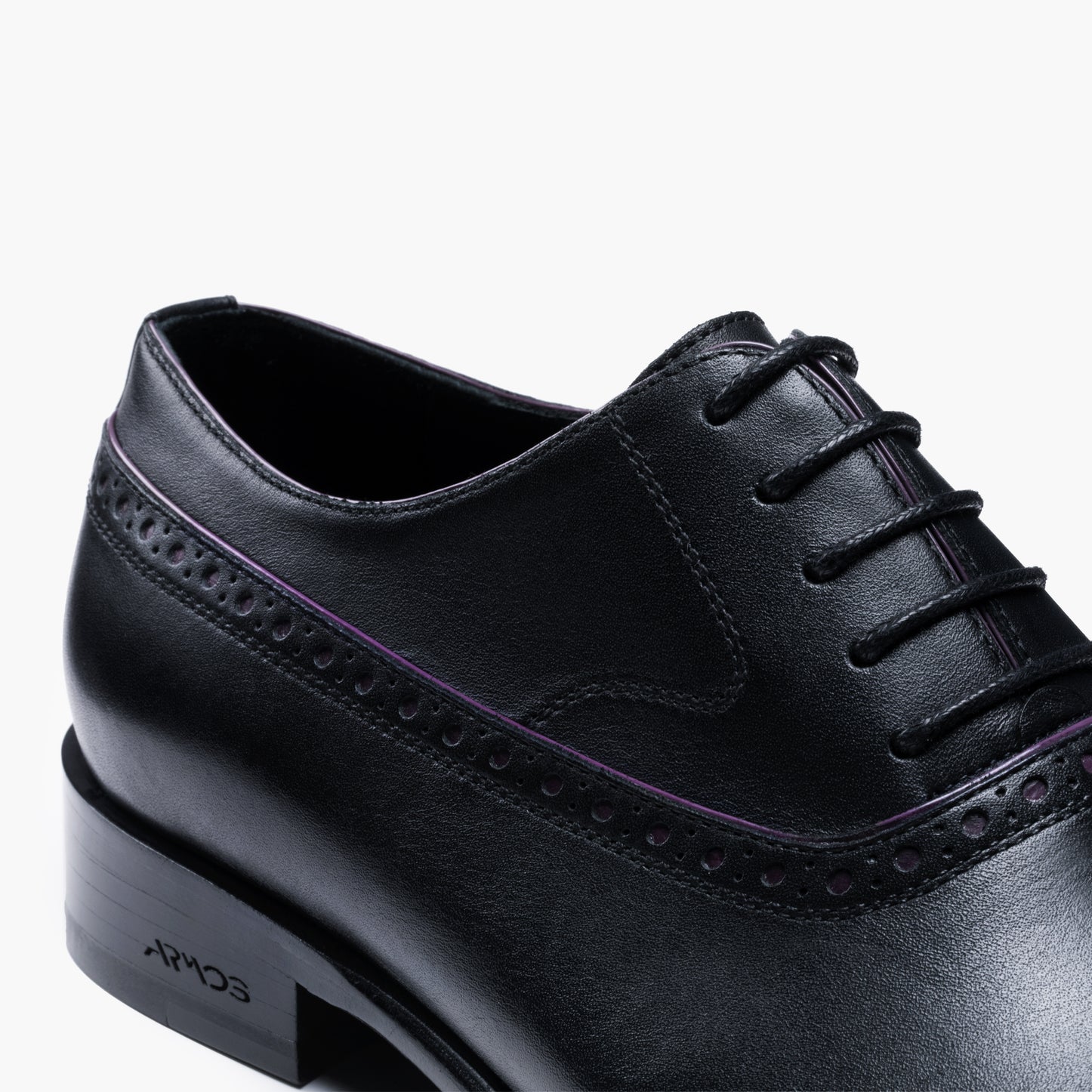 Men's Black & Purple Leather Oxford