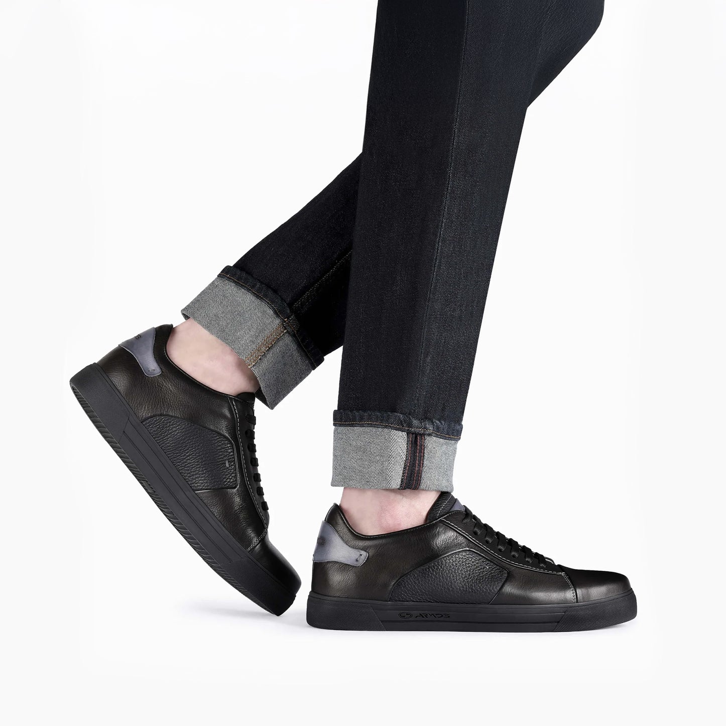 Men's Black Sneaker with Silver Inserts