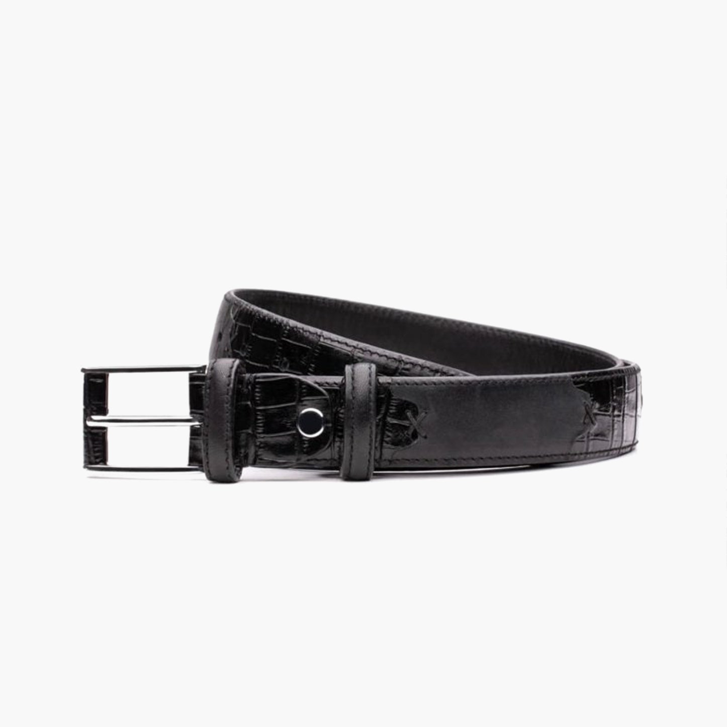Men's Black Suede & Patent Leather Belt