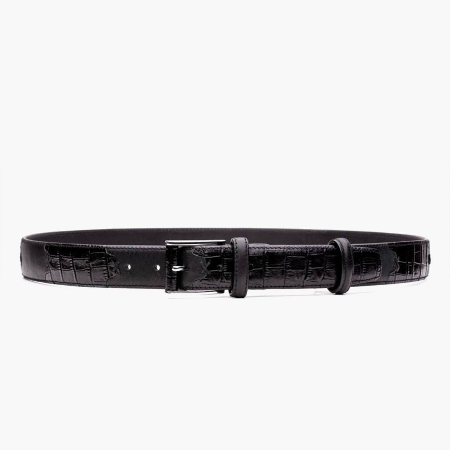 Men's Black Suede & Patent Leather Belt