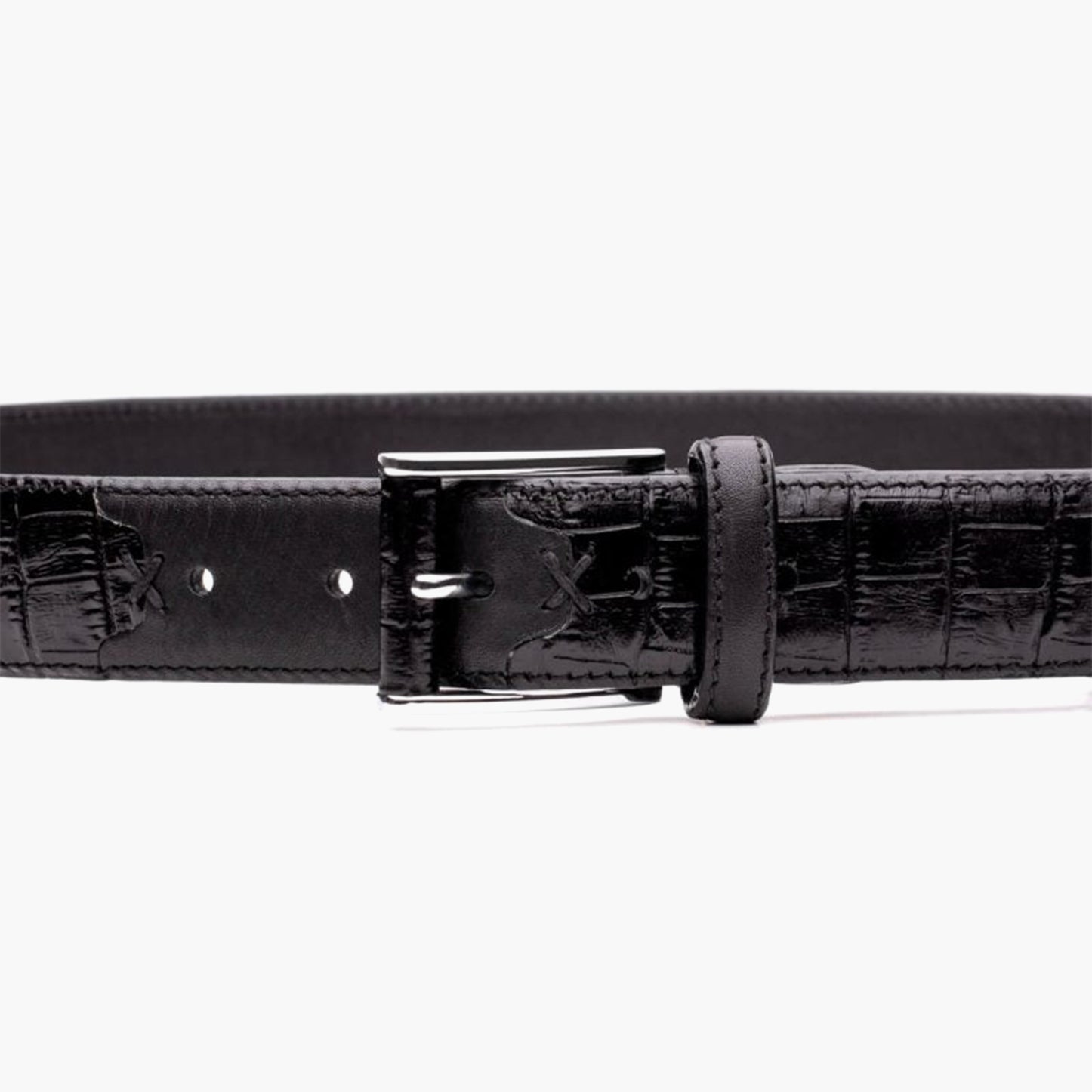Men's Black Suede & Patent Leather Belt