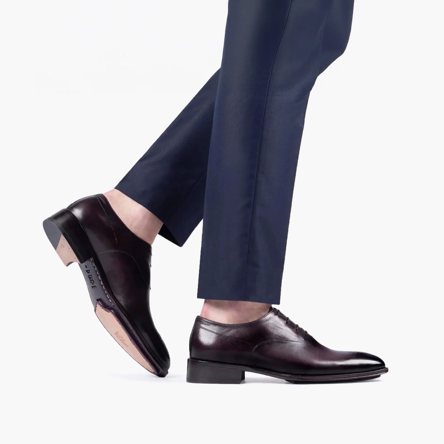 Men's Wine Leather Oxford Lace-up