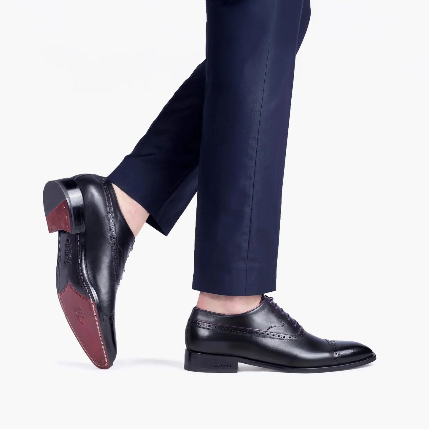 Men's Black & Purple Leather Oxford