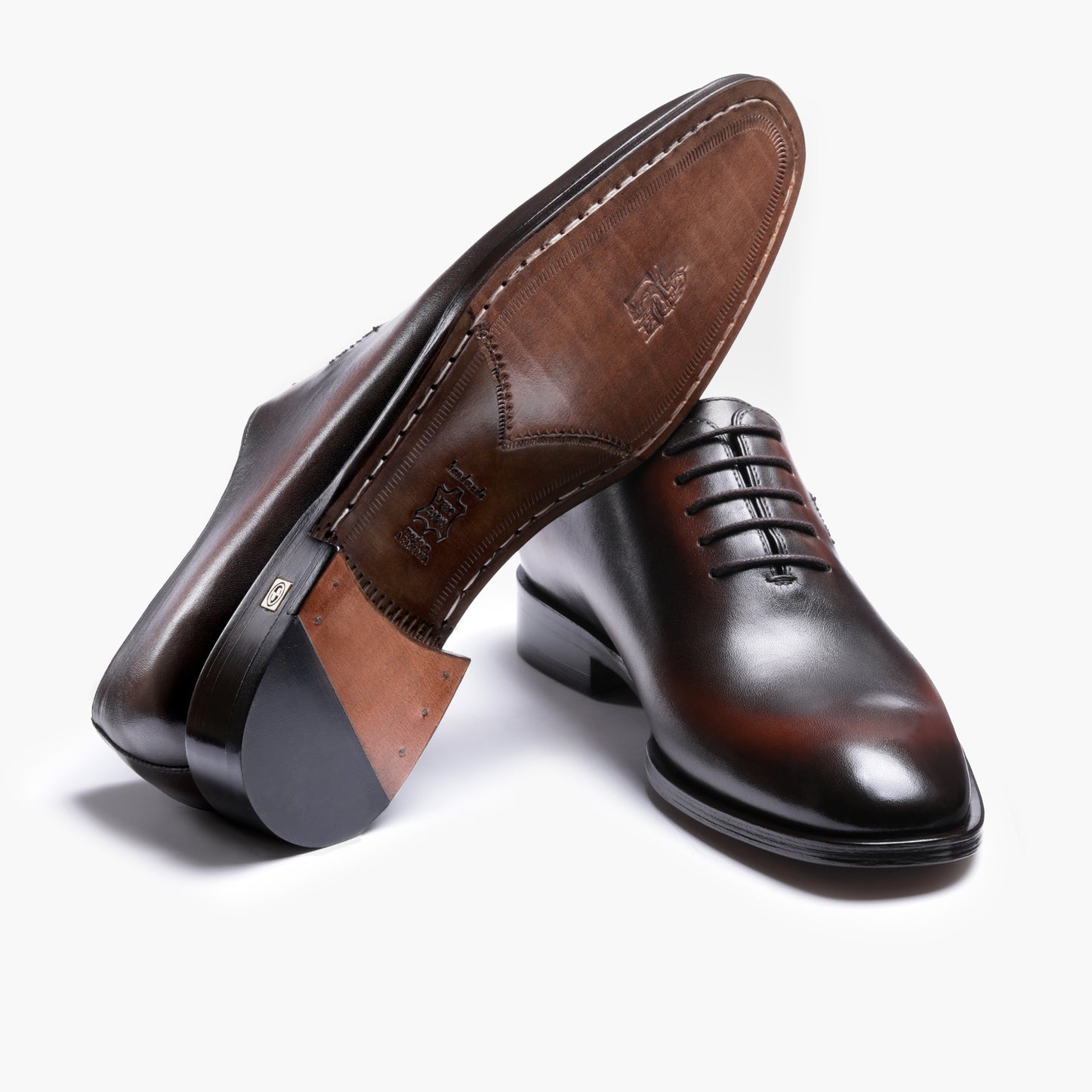 Men's Brown Patina Leather Oxford Lace-Up