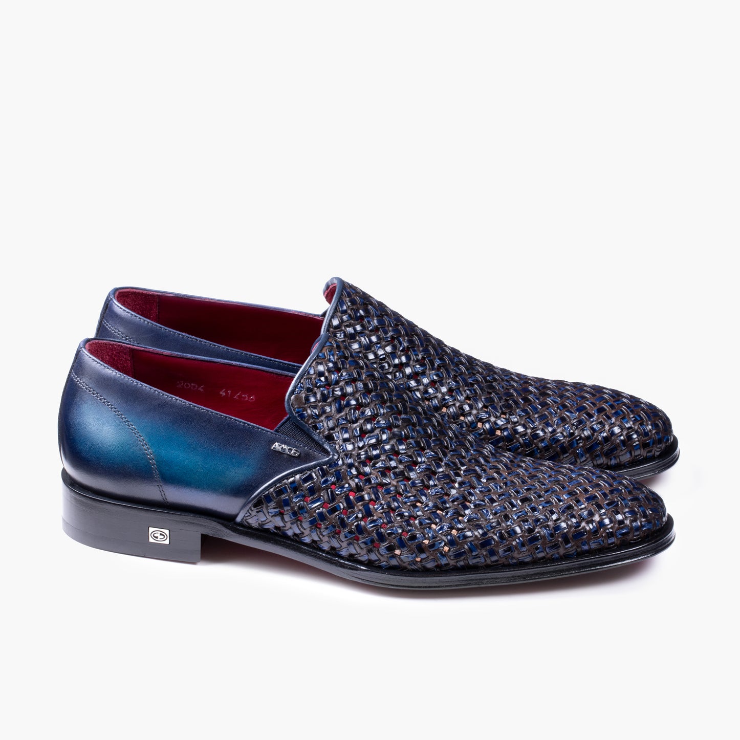 Men's Navy Blue Woven Leather Loafer