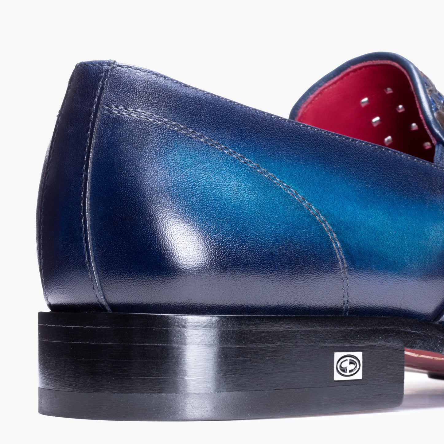 Men's Navy Blue Woven Leather Loafer