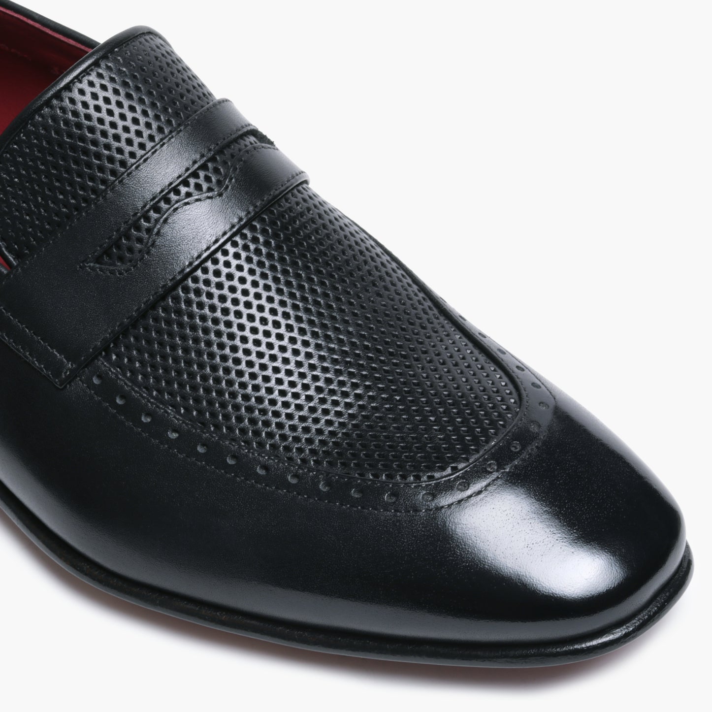 Men's Black Perforated Leather Loafer