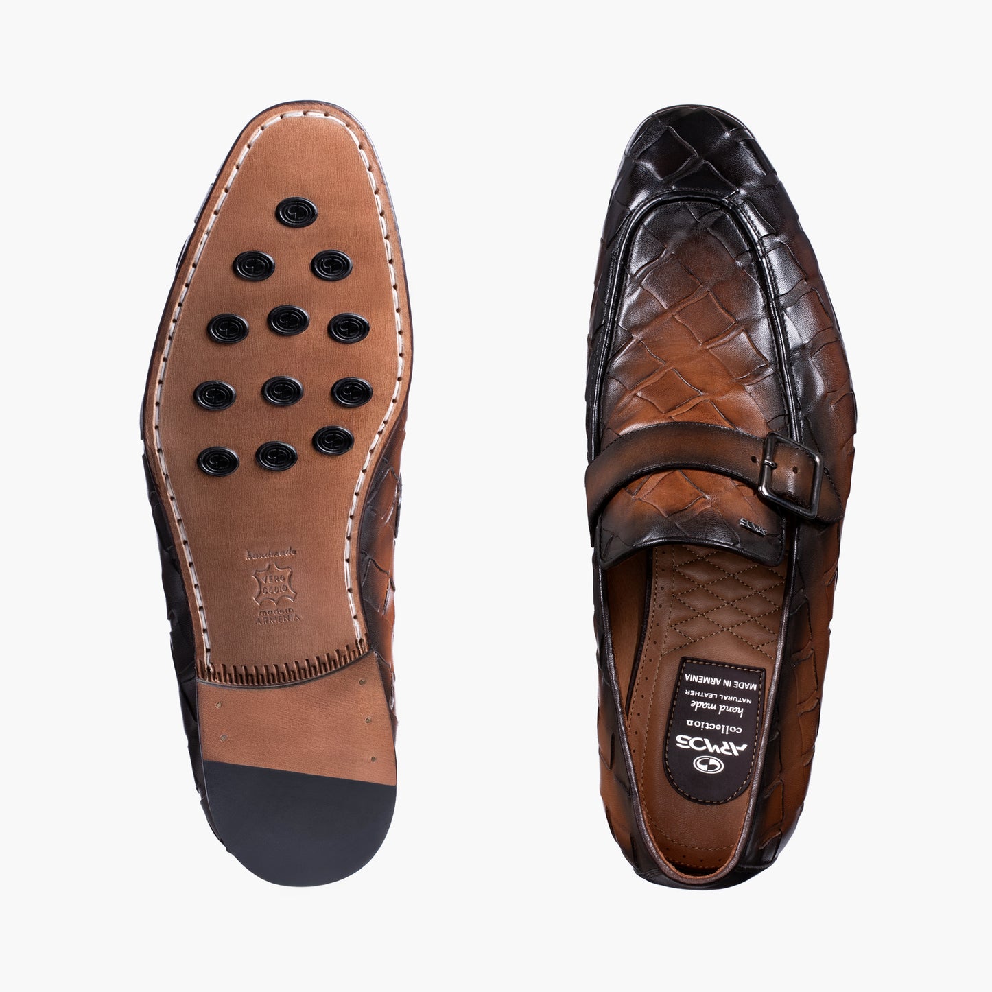 Men’s Brown Woven Single Monk Strap