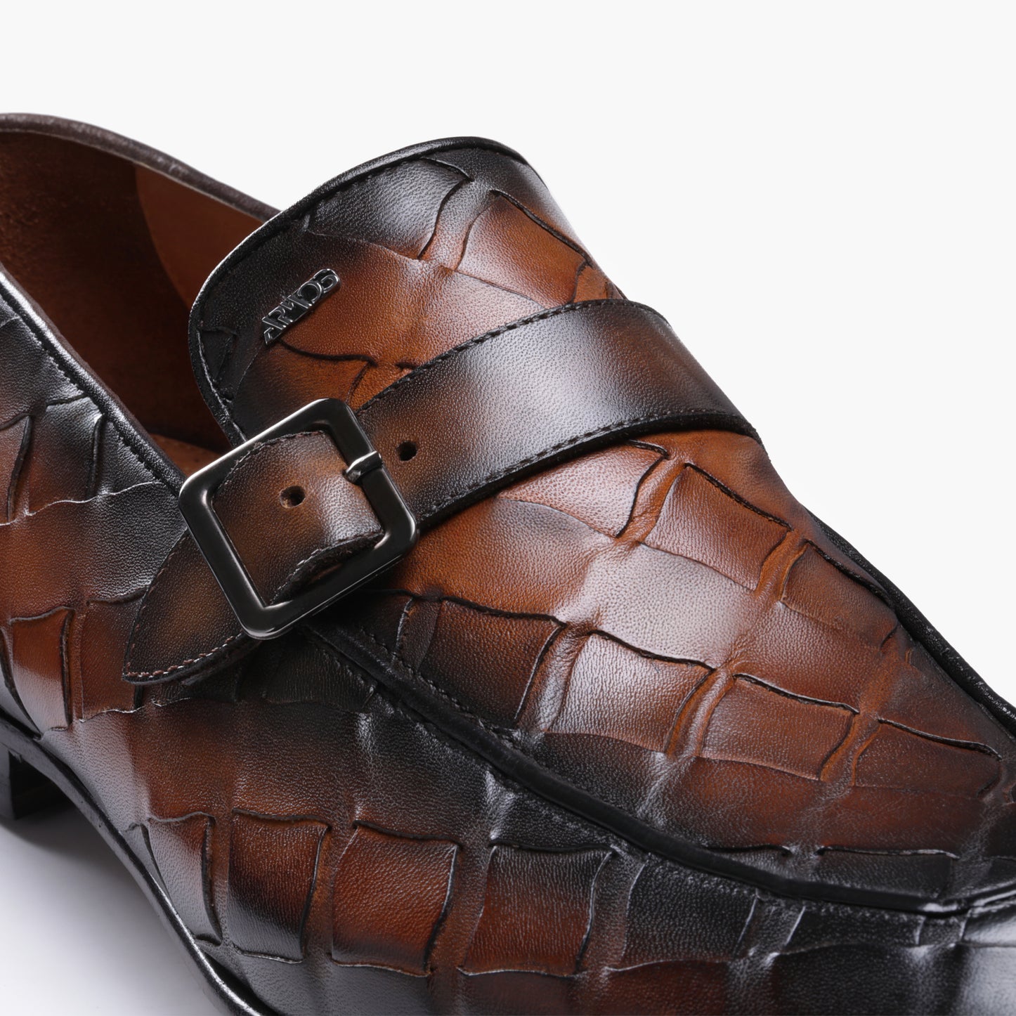 Men’s Brown Woven Single Monk Strap