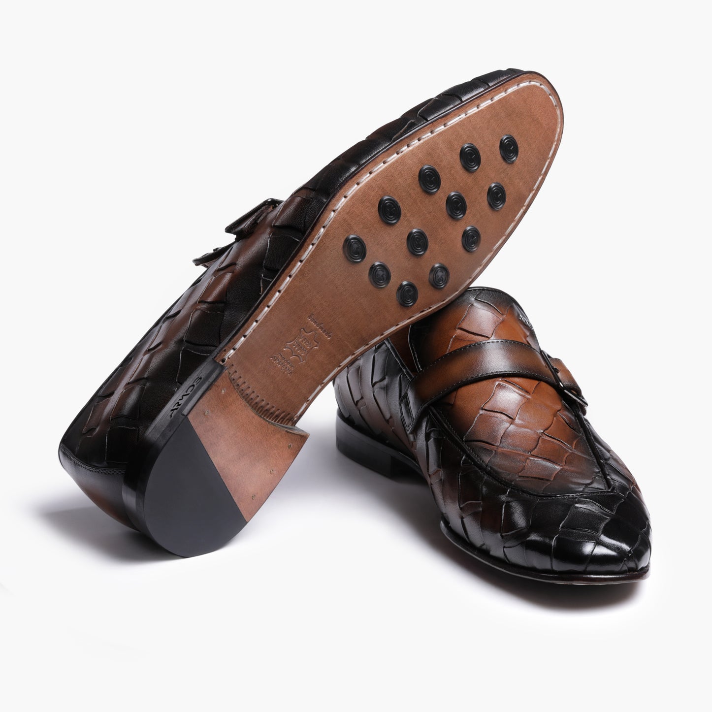 Men’s Brown Woven Single Monk Strap