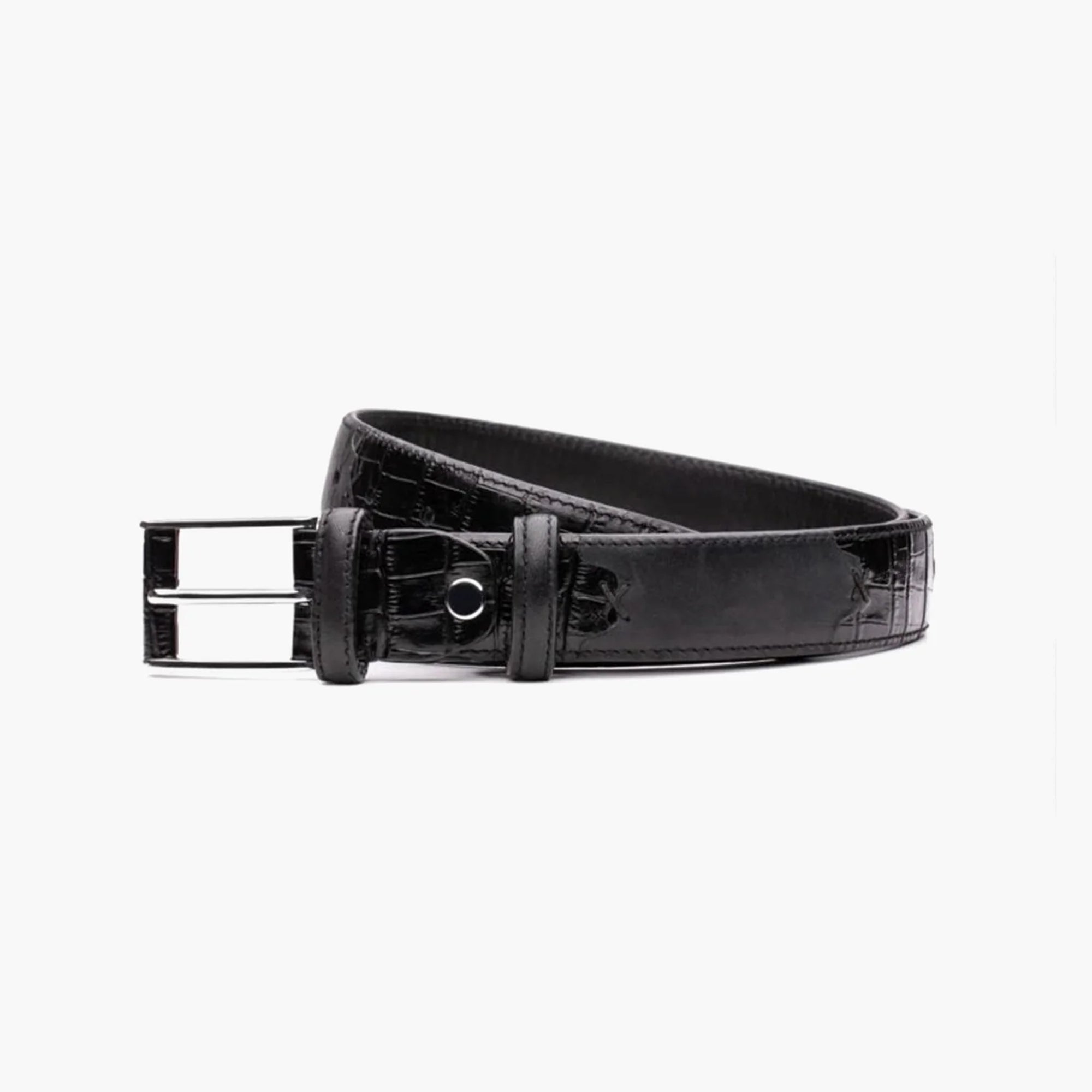 Men's Black Suede & Patent Leather Belt