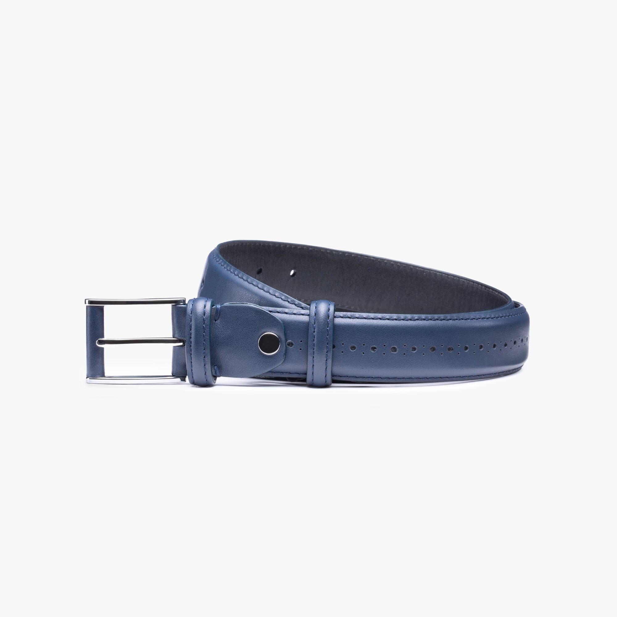 Smooth deep navy leather belt