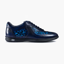 Men's Pattern Blue Patina Leather Sneaker - right side
