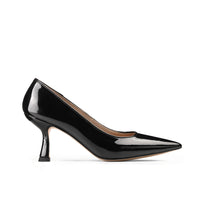 Women's Black Patent Flared-Heel Pump - right side