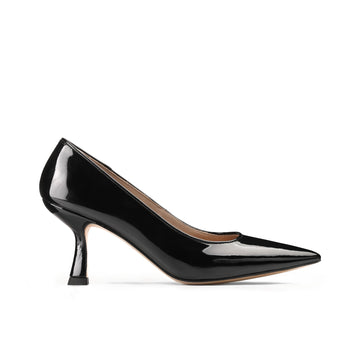 Women's Black Patent Flared-Heel Pump - right side
