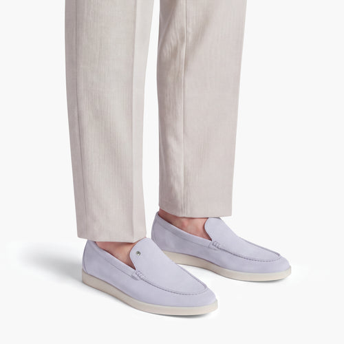 Men’s Light Lavender Suede Loafer - worn