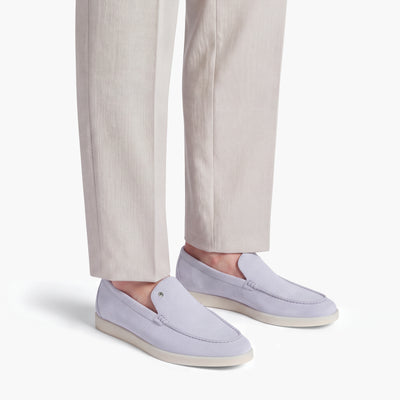 Men’s Light Lavender Suede Loafer - worn