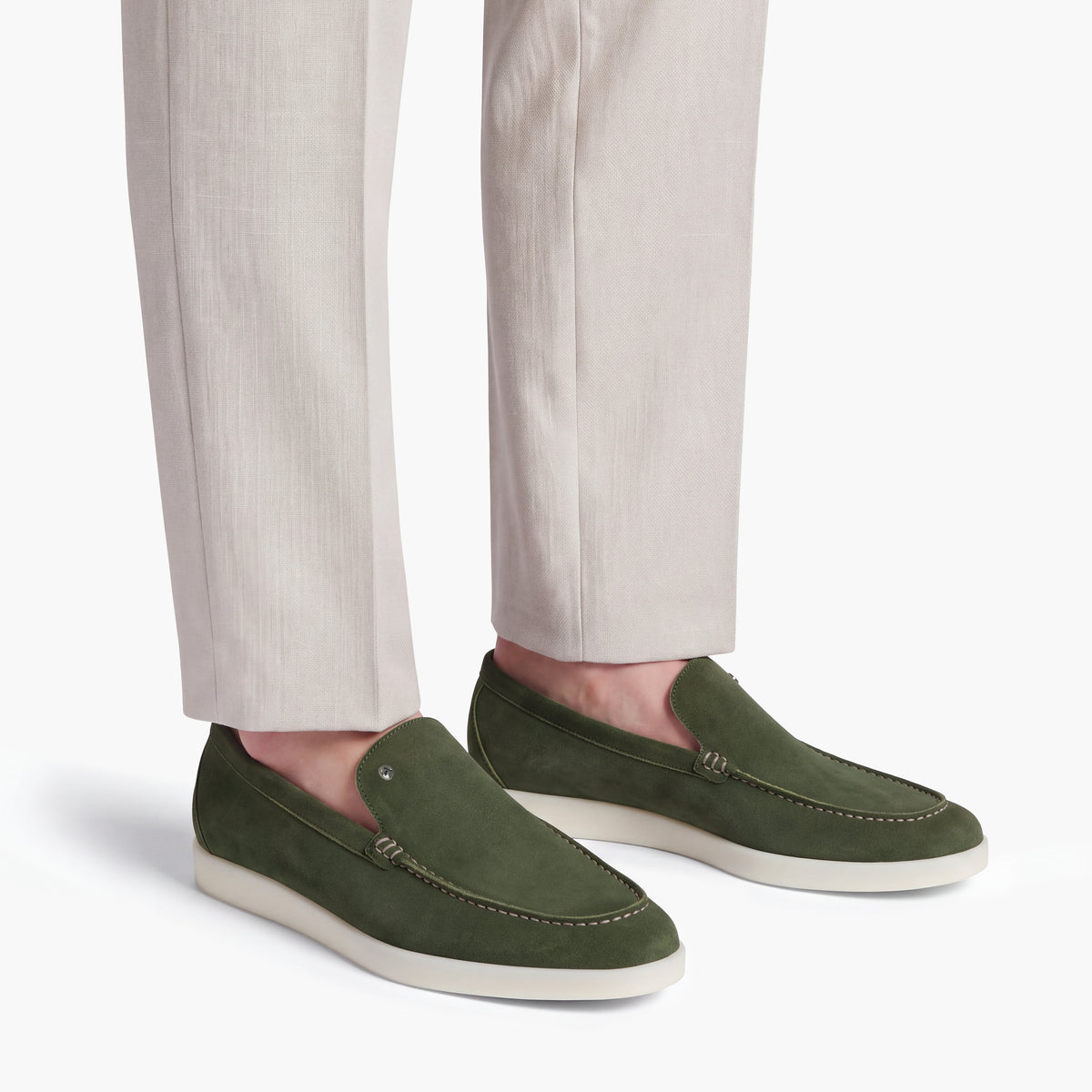 Men’s Green Suede Loafer - worn