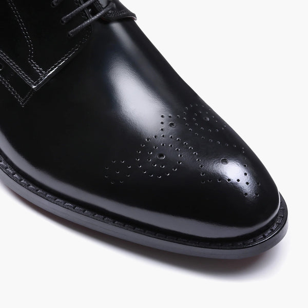 Men's Black Leather Derby Lace-up