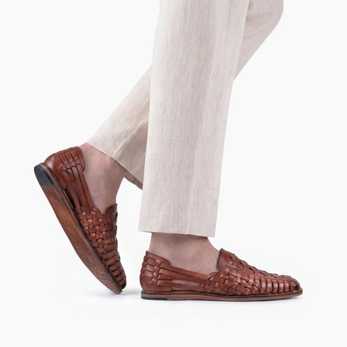 Men's Brown Leather Huarache Sandals | ARMOS Men's Brown Leather Huarache Sandals | ARMOS