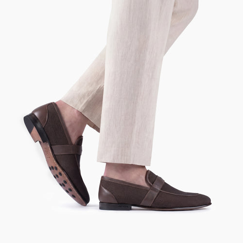 Men’s Brown Linen Penny Loafer