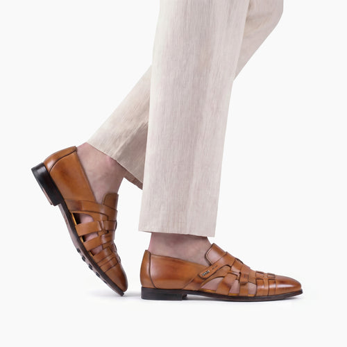 Men's Brown Leather Fisherman Sandal