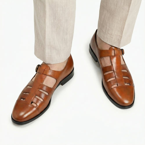 Men's Brown Closed-toe Fisherman Sandal