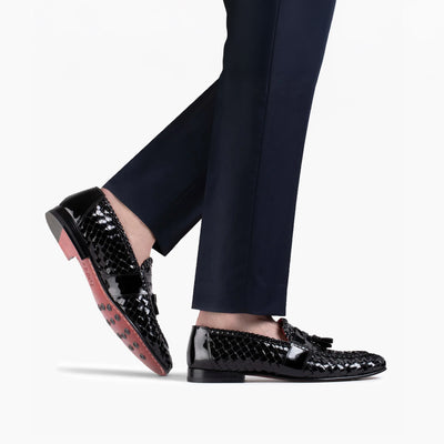 Men's Black Patent Leather Tassel Loafer