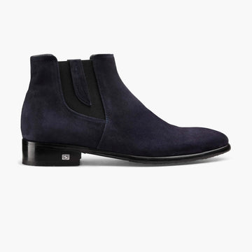 Men's Blue Suede Ankle Boot - right side